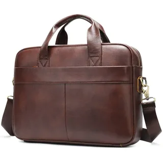 VINBAGGE Businesstasche Herren Leder Aktentasche Männer Handtasche Vintage Laptoptasche Arbeitstasche Umhängetasche Schultertasche für 14 Zoll Notebook