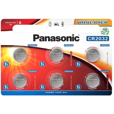 Panasonic CR2032EL/6BP Lithium Power (lange Lagerfähigkeit bis zu 10 Jahren, Lithium, 3,0 V) 6 stück