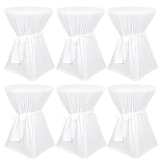 Pesonlook 6er-Pack Premium stehtisch hussen, weiße Stehtischhussen, blickdichter Durchmesser 80 cm, rutschfest & waschbar bei 40 °C, Stehtischhusse mit Band, Stehtischhusse für Stehtisch