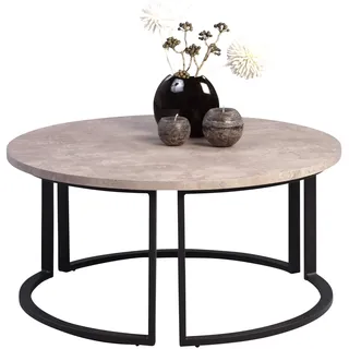 M2 Kollektion New York 2 Couchtisch, Holzdekor, Dekor Betonoptik, H=38 D=80 cm