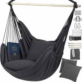 Hängesessel Outdoor Komplettset mit 2 Kissen & Montagezubehör, Hängesessel Outdoor für Balkon, Garten & Indoor, Bequem zum Lesen & Entspannen - GROWZELT