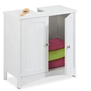 Relaxdays Waschbeckenunterschrank - Weiß - Holzwerkstoff - 60x60x31 cm - Badezimmer, Badmöbel, Waschbeckenunterschränke