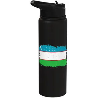 Usbekische Wurzeln, usbekischer Stolz, Vintage-Karte, usbekische Flagge Stainless Steel Insulated Water Bottle