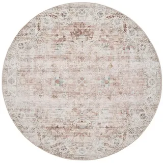 benuta Vintage-Teppich George waschbar ø 160 cm rund , Rosa , Kunststoff , Vintage , Rund , 160x160 cm , Oeko-Tex® Standard 100 , in verschiedenen Größen erhältlich, rutschfeste Unterfläche, waschbar , Teppiche und Böden, Teppiche, Vintageteppiche