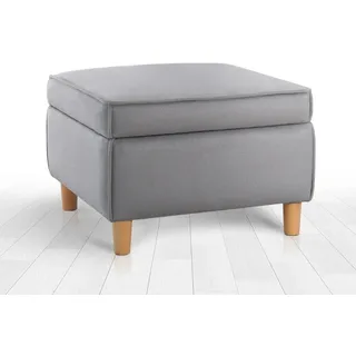 Atelier Del Sofa Stilvoller Grauer Pouf mit Bezug aus 100% Baumwolle, 35-DNS-Orthopädie-Schaumstoffpolsterung, Beine aus Buchenholz | 63 x 43 x 63 cm | Ideal für Moderne Wohnräume