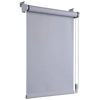 OBdeco Verdunkelungsrollo Thermorollo 60x160cm (Stoffbreite 56 cm) Hellgrau ohne Bohren mit gleichfarbige Beschichtung Oeko-TEX Standard 100 Sichtschutz Sonnenschutz für Fenster & Tür