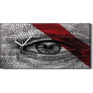 Wandbild Leinwand Bilder mit Uhr 60x30 Wand Kunst Bild Augenskizze Graffiti - weiße Hände - Weiß