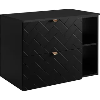 RODAN | Waschbeckunterschrank 80 cm - Schwarz Matt - Badezimmerschränke - Badmöbel - Waschbecken Unterschränke - Arbeitsplatte - Bücherregal - Schwarz