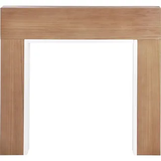 BELIANI Kaminumrandung Hellbraun u. Weiß MDF-Platte mit Sockel Schmal Retro Stil Klassisch Kaminkonsole Kaminattrappe Wohnzimmer Schlafzimmer Flur - Braun