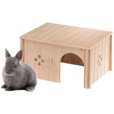 Bild Kaninchenhaus, Kaninchenkäfig Zubehör, mit Flachdach und Belüftungslöchern, im Bausatz, 37 x 27,7 x H. 20 cm, SIN 4647 Holzhaus Kaninchen