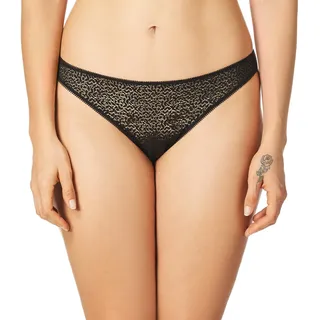 DKNY Damen Moderner Tanga mit Spitzenbesatz Tangahschen, Schwarz, M
