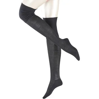Overknees FALKE "No. 3 Finest Silk", Kinder, Gr. 39-40, schwarz (schwarz (3009)), Obermaterial: 60% Wolle WO. 25% Seide silk. 15% Polyamid PA., Socken Overknees