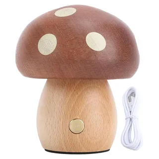 Pilz-LED-Tischlampe aus Holz, warmes Licht, stufenlose Dimmung, wiederaufladbarer Nachttisch für Schlafzimmer, Heimdekoration
