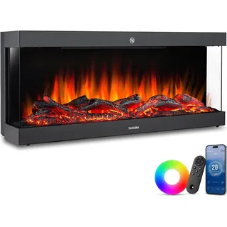 Elektro-Wandkamin Luciano, 2 Heizstufen, Flammeneffekt, App - schwarz