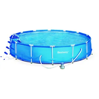 BESTWAY Steel Pro Max Frame Pool Set 427 x 84 cm lichtgrau inkl. Filterpumpe