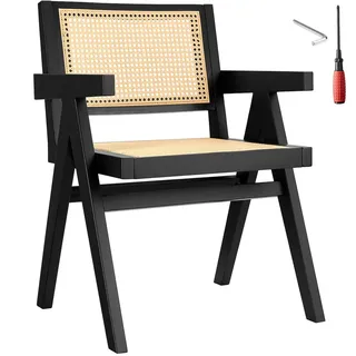 Tectake Armlehnstuhl Rattan schwarz