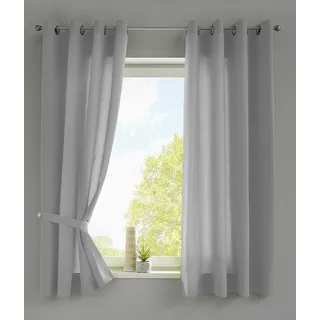 Gardinenbox 2er Set Vorhänge Schal Ösen »Berlin« HxB 175x140 cm Grau Blickdicht Microsatin Lichtdurchlässig Uni Matt, 20405N2