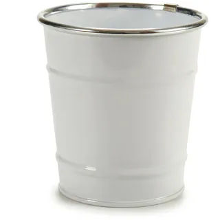 Blumentopf Eimer Zink Weiß Ø 10 cm , Metall , 19 cm , Dekoration, Blumen & Blumentöpfe, Übertöpfe