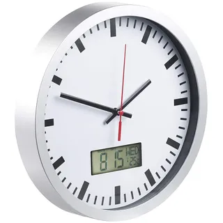 St. Leonhard Baduhren: Analoge Wanduhr, digi. Datums- & Temperaturanzeige, Bahnhofsuhr-Design (Wanduhr Digital und analog, Analoge mit Datumsanzeige, Küchenuhr)