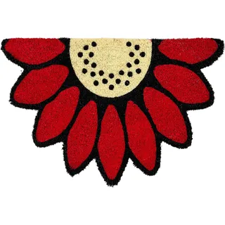 ASTRA Fußmatte "Coco Style 027" blumenförmig 14 mm Höhe Türmatte, Kokos, halbrunde Blumenform, rutschfest, rot
