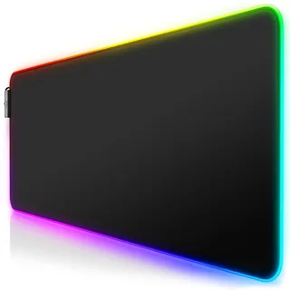 CSL-Computer Titanwolf - RGB Gaming Mauspad - LED Schreibtischunterlage - 800x300 mm - XXL Mousepad - Multi Color - 11 Beleuchtungs-Modi - 7 LED Farben Plus 4 Effektmodi - abwaschbar - Schwarz