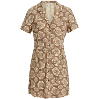 Minikleid ROXY "Happy Shiny", Damen, Gr. S, braun (portobella tropical tile), Obermaterial: 60% Baumwolle, 40% Viskose., Kleider Minikleid