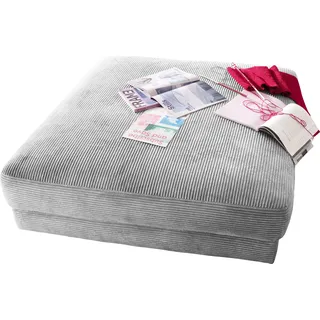 Home Affaire Hocker HOME AFFAIRE "Enisa", grau (hellgrau), B:100cm H:43cm T:100cm, Cord (88% Polyester / 12% Polyacryl), Hocker, Polsterhocker, passend zum "Enisa"-Sofa, Bezug in Cord