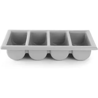 HENDI Besteckbehälter, Besteckfass, Besteckkorb, Utensilienhalter, Küchenutensilienhalter, Besteckkasten, Besteckmulde, 4 Fächer, GN 1/1, 530x325x(H) 100mm, grau, Polypropylen (Packung mit 5)