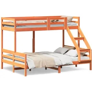 vidaXL Etagenbett 80x200/140x200 cm Wachsbraun Massivholz Kiefer - Braun