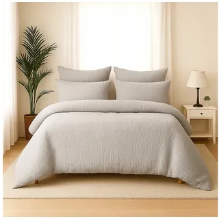 Wolkenfeld »Wolkenfeld Premium Musselin mit Reißverschluss« 2 tlg., tlg. aus 100% Baumwolle, – Atmungsaktiv & Weich – inkl. Kissenbezug 80x80