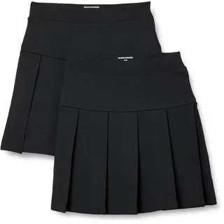 Amazon Essentials Mädchen Uniform Skort-Faltenrock, 2er-Pack, Schwarz, 10 Jahre