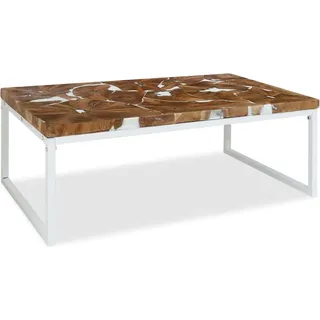 vidaXL Couchtisch Teak Harz 110x60x40 cm - Weiß