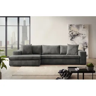 Home Affaire Ecksofa HOME AFFAIRE "SLEETLAND XXL in Samtvelours oder Vintage-Leder-Optik, L-Form", grau (dunkelgrau), B:325cm H:72cm T:167cm, Sofas, Ecksofa, besonders groß und bequem