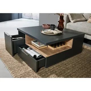 Stolkom Mid.you Couchtisch Grau Uni 2 Schubladen quadratisch 80x35x80 cm