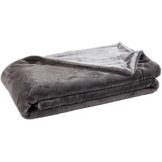 Novel Felldecke , Anthrazit , Textil , Uni , 150x200 cm , AZO-frei , pflegeleicht, Double face , Heimtextilien, Wohntextilien, Decken, Felldecken