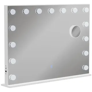 Vicco Schminktischspiegel Greta Weiß 58 x 47 cm mit LED-Beleuchtung, - Weiß