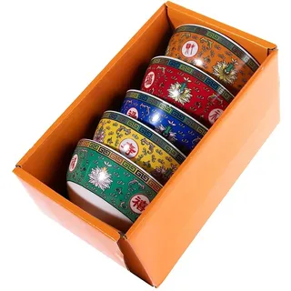lachineuse – 5 Schalen mit Blumenmuster – Reisschalen ⌀ 11,5 cm, 275 ml | Traditionelles asiatisches Geschirr – Japanisches & chinesisches Dekor – Ideal für Reis, Suppe & Vorspeisen