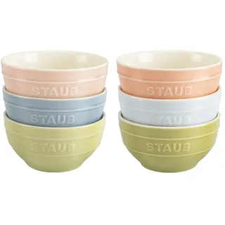 Staub Ceramique Schüsselset Macaron, 400 ml, Müslischüsseln, Servierschüsseln, Dessertschalen, gemischte Farben, Keramik, 12 cm, 6-tlg