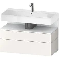 Duravit Qatego Waschtischunterbau, 1 Auszug und 1 Schublade, 990x470x590mm, Nische Weiß Matt, QA4395018, Farbe: Weiß Supermatt/mit Nischenbeleuchtung