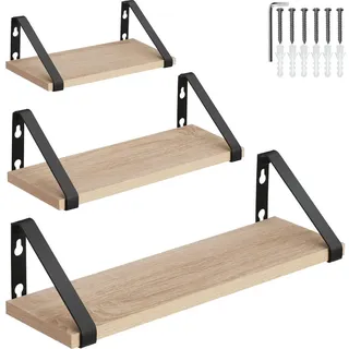 tectake Wandregal 3er Set Cowell,Höhe 12 cm, Industrial Holz hell, Eiche Sonoma , Holzwerkstoff , Quadratisch , 12x12x40 cm , Wohnzimmer, Regale, Wandregale