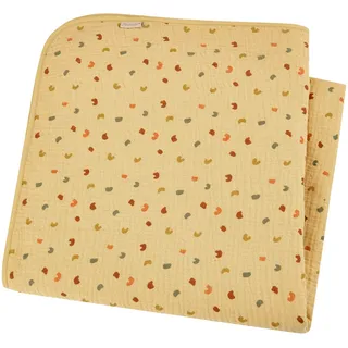 Sterntaler Babydecke Musselin Giraffe & Löwe – Kuscheldecke aus leichtem Musselin mit süßem All-Over Motiv – Perfekt für Babys und Kleinkinder, Ocker