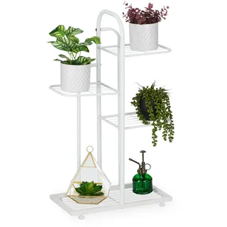 Relaxdays Pflanzenständer mit 4 Ablagen 72,5 x 44 x 22,5 cm Weiß
