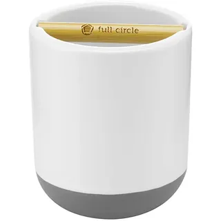 Full Circle Halten Sie es sauber Keep It Clean, Zahnbürstenhalter, Bambusakzent, Bambus Plastik, Weiss/opulenter Garten, Toothbrush Holder