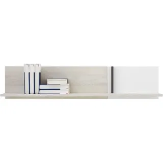 Deine Möbel 24 Kinder-Wandregal Remi 13 120 cm breit in Eichenweiß / Weiß Matt / Anthrazit , Eichefarben, Weiß, Anthrazit , Holzwerkstoff , 120x25x25 cm , Wohnzimmer, Regale, Wandregale