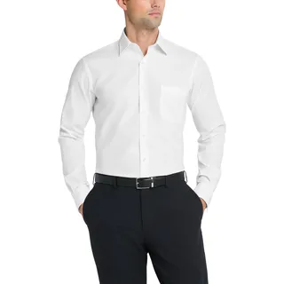 Van Heusen Herren Kleid Hemd tailliert Popeline Solid, Weiss/opulenter Garten, 42 cm Hals 86 cm- 89 cm Ärmel