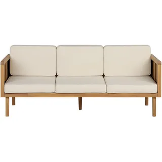 Beliani Gartensofa Heller Holzfarbton Beige 65x179x76