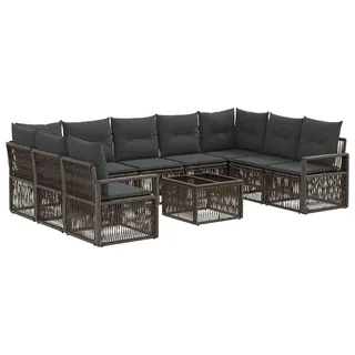 vidaXL Gartensofa-set 10 stk. Grau Poly-Rattan - Grau