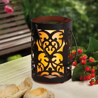 Hellum 300277 Laterne Deko Ornament Metall m. LED-Kerze gelb Windlicht Kerzenhalter