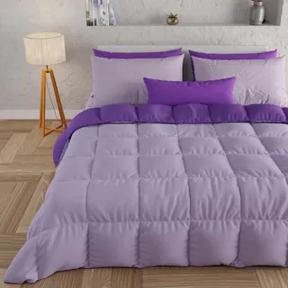 PETTI Artigiani Italiani – Winterbettdecke 240x260 cm, Zweifarbig Lila/Violett, Wendedecke Aus Mikrofaser 300 g/m2, Für Doppelbett, Warme Kuscheldecke, Made in Italy