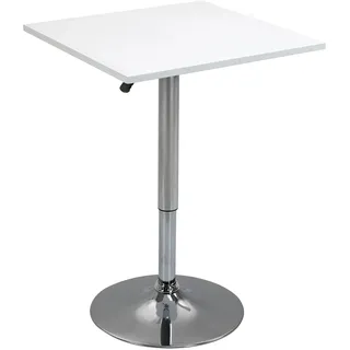 Homcom Bartisch Höhenverstellbar 60 x 60 x 69-93 cm Weiß